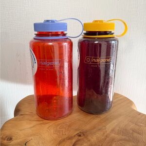 Nalgene Red and Brown 32oz wide mouth Water Bottles brand new sealed!